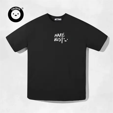 Ohlyah设计师原创卡通品牌简约字母圆领短袖T恤男女青少年半袖潮图片