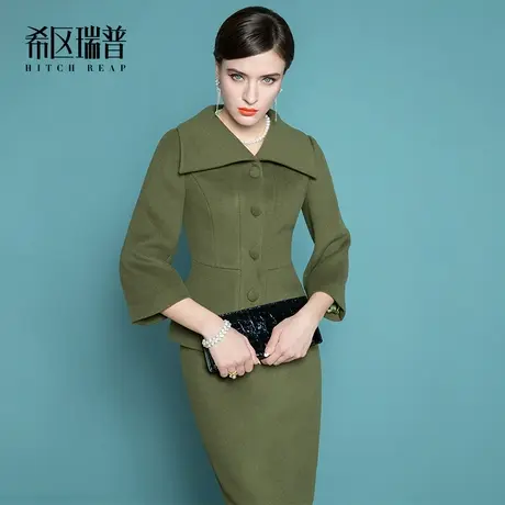 希区瑞普高端羊毛呢职业套装女冬新款气质修身两件套时尚西装套裙商品大图