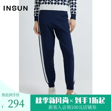 恩裳2023早春时尚百搭侧条纹撞色设计弹力舒适休闲裤图片