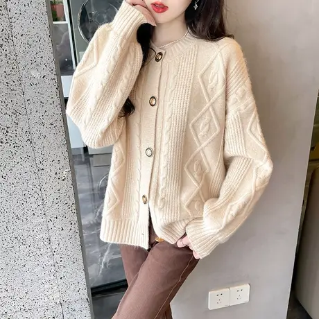秋季软糯针织衫毛衣开衫外套女2023新款高级感外穿宽松外搭上衣女商品大图