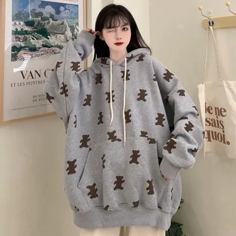 超火卫衣女chic港风宽松韩版ins上衣设计感小众春秋薄款连帽外套图片