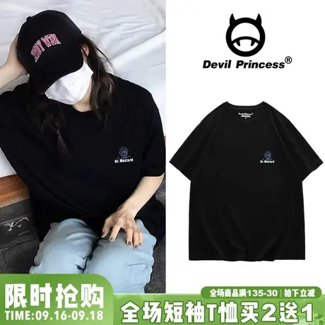 港风美式复古vintage短袖t恤女宽松韩版ins原宿少女简约半袖女夏商品大图