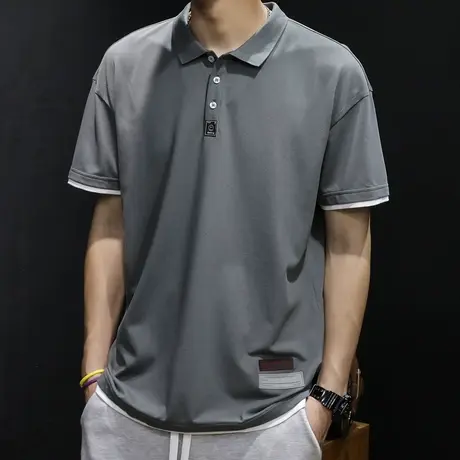 夏季Polo衫男短袖t恤男士半袖潮牌大码2022新款男装有领体恤青年商品大图