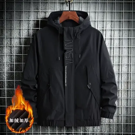 春秋冬新款外套男户外运动夹克大码冲锋衣棉衣潮牌加绒加厚棉服男商品大图