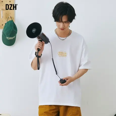 男士发泡印花纯棉重磅t恤潮牌白色短袖夏季男款情侣装衣服体恤衫商品大图