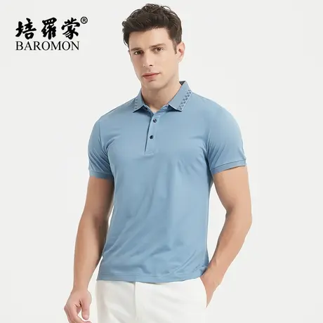 BAROMON/培罗蒙夏季新款男士休闲短袖t恤衫桑蚕丝商务翻领polo衫商品大图