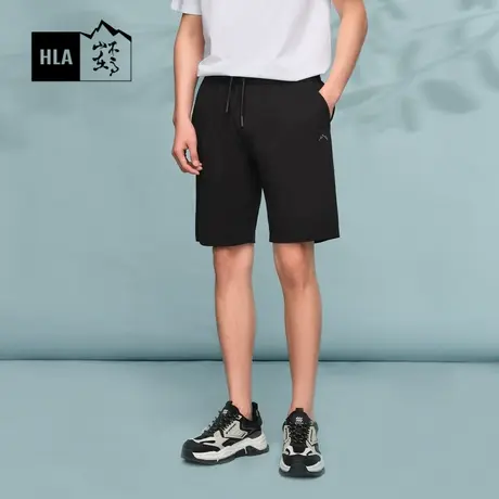 HLA/海澜之家循迹山不在高系列休闲中裤24春夏新款系带刺绣短裤男商品大图