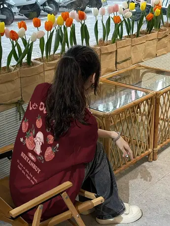 美式正肩短袖t恤夏季新款胖mm大码多巴胺时髦半袖上衣女潮2-300斤商品大图