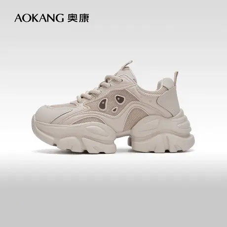 【门店发货】奥康女鞋 2024春季新款熊猫鞋松糕厚底老爹鞋休闲鞋图片