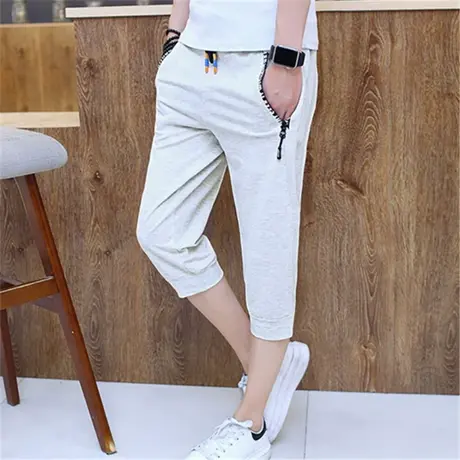 夏季七分马裤男士韩版潮流修身休闲短裤男运动7分裤薄款五分中裤商品大图