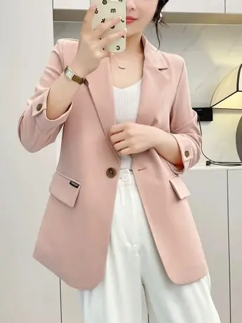 薄款西装外套女2023春夏季新款时尚一粒扣设计感休闲百搭气质西服商品大图