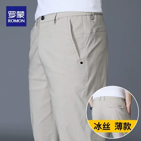 罗蒙夏季新款九分休闲裤男商务修身直筒潮流男士西裤超薄弹力裤子图片