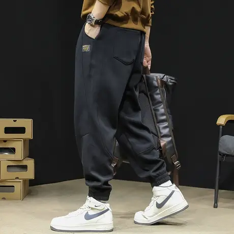 运动裤男士秋冬款宽松大码2023新款休闲黑色裤子束脚卫裤秋季男裤商品大图