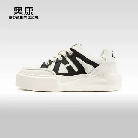 Aokang奥康秋季新款时尚运动板鞋男拼色舒适系带百搭潮鞋图片