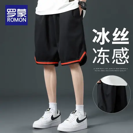 罗蒙休闲短裤男士夏季薄款直筒宽松冰丝速干运动五分中裤潮流马裤商品大图