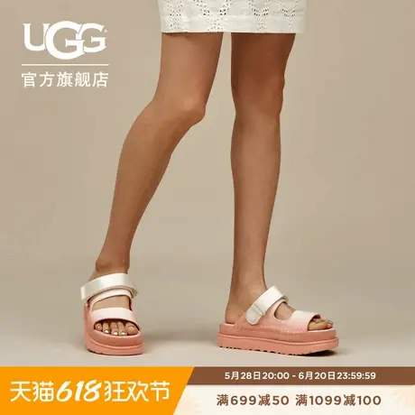UGG夏季新款女士舒适时尚厚底露趾简约魔术贴一字休闲凉鞋1167418图片