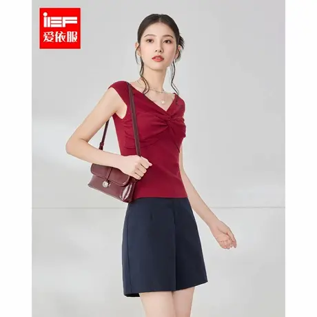 IEF/爱依服2025夏季新款法式甜美纯欲风修身显瘦薄款毛织上衣商品大图
