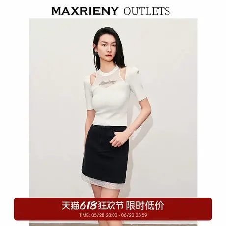 【奥莱】MAXRIENY精致轻奢感镂空套头针织上衣商品大图