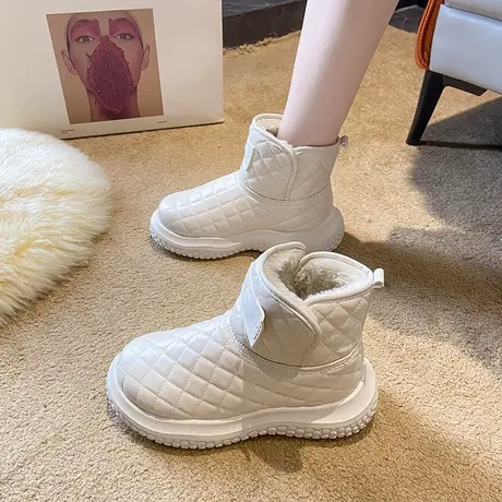 雪地靴女加绒加厚防寒皮毛一体2022年新款冬季洋气防水防滑棉鞋子图片