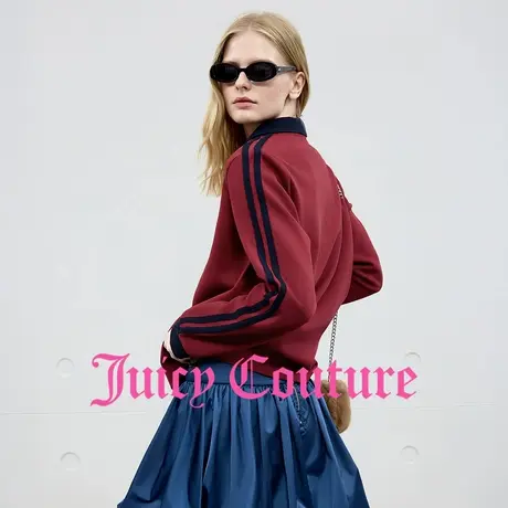 Juicy Couture橘滋卫衣女2025年秋季新款美式宽松休闲撞色V领上衣商品大图