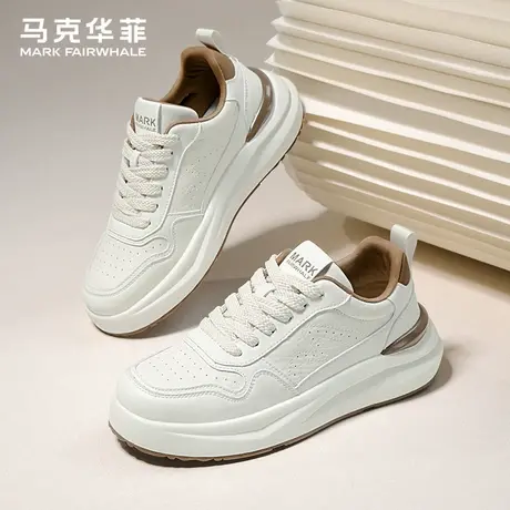 马克华菲男鞋小白鞋夏季2025新款潮牌厚底运动板鞋男款软底休闲鞋商品大图