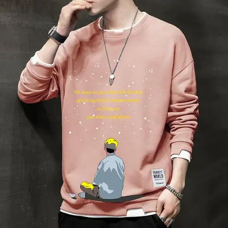 圆领卫衣男韩版潮牌ins宽松百搭长袖T恤潮流春秋季2023新款打底衫商品大图