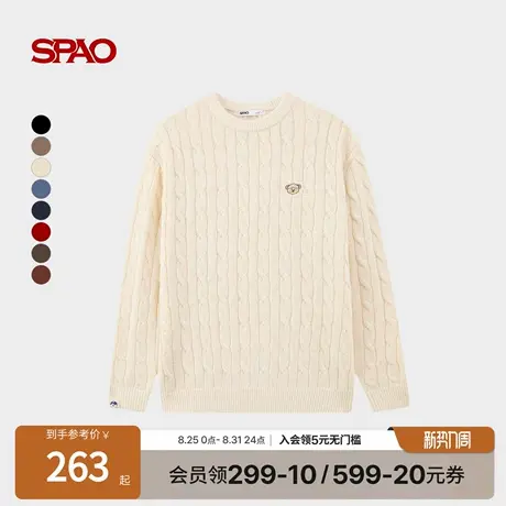 【WOODIE系列】SPAO韩国同款2025年秋季新品男绞花学院风针织毛衣商品大图