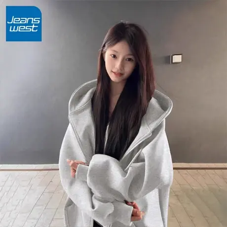 KV真维斯连帽卫衣女2025新款春秋季小个子潮流上衣松弛感开衫外套商品大图