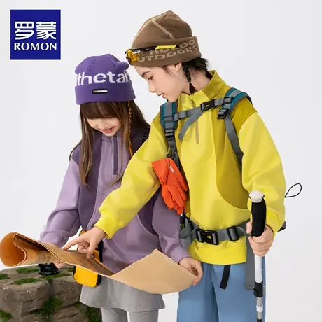 罗蒙童装儿童春秋卫衣2025新款洋气男童女童运动半拉链套头上衣潮商品大图