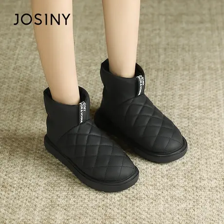 卓诗尼雪地靴女时尚新款秋冬百搭英伦风大码单靴女加绒保暖女靴图片