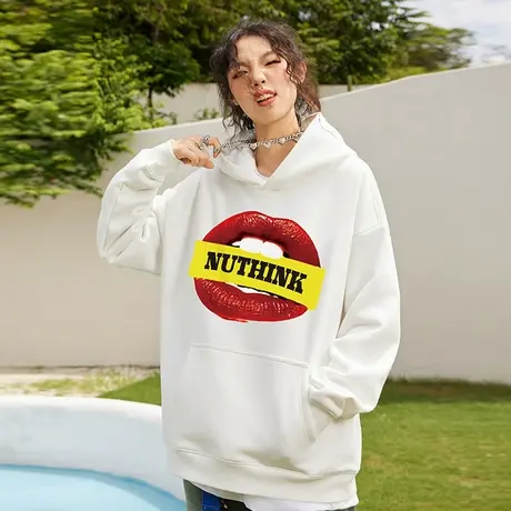 Nuthink美式街头字母连帽卫衣潮牌男420g重磅宽松外套冬季帽衫潮商品大图