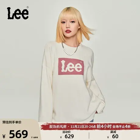 Lee商场同款23秋冬新品Oversize圆领logo毛衣女显瘦LWT0067174UX图片