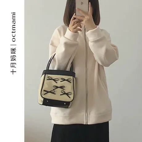 十月妈咪孕妇摇粒绒外套秋冬季外穿上衣怀孕期宽松遮肚秋冬装图片