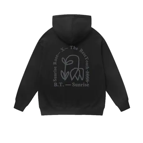 原创设计感小众字母潮牌加绒卫衣男美式复古运动黑色连帽情侣上衣商品大图