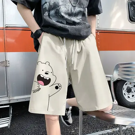 休闲短裤男夏季新款宽松直筒速干五分居家睡裤潮流运动沙滩裤子薄商品大图