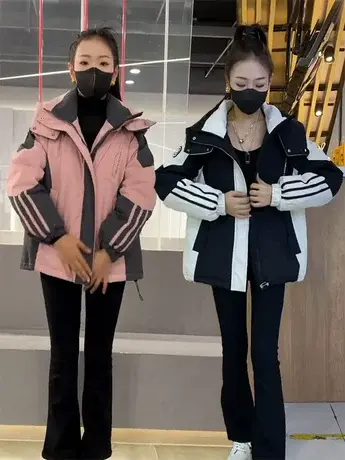 2023冬季撞色加厚羽绒派克服连帽宽松冲锋衣外套爆款百搭休闲夹克商品大图