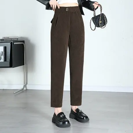 时尚哈伦裤高腰休闲裤女秋季2023新款松紧腰长裤子韩版显瘦萝卜裤图片