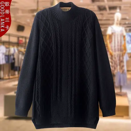 加肥加大码胖妈妈秋冬打底毛衣女2022新款宽松洋气半高领毛衣外套商品大图