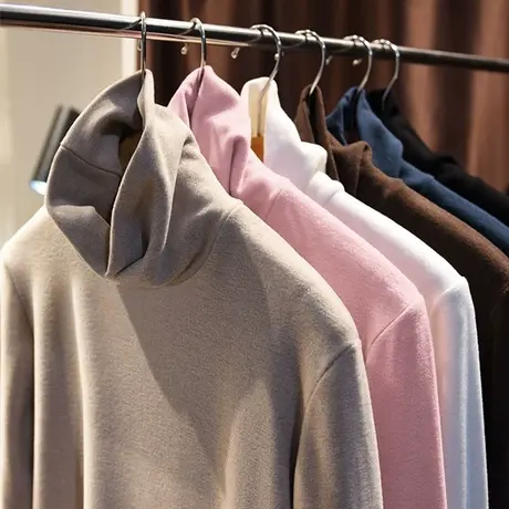 高领德绒加绒加厚女2024秋冬新款内搭白色高领百搭打底衫洋气上衣商品大图