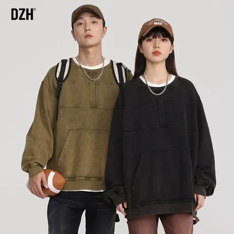 情侣装无性别卫衣秋季男圆领宽松设计感上衣痞帅外套2024新款秋装图片