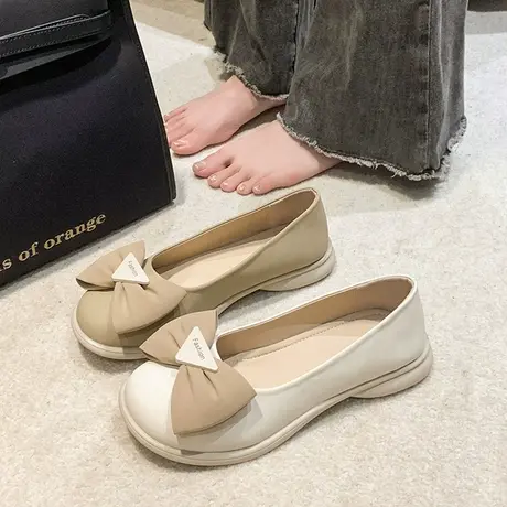 小众设计感玛丽珍鞋女2023年新款仙女浅口蝴蝶结百搭方头低跟单鞋商品大图