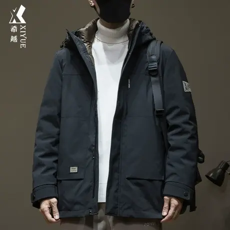 新国标85鹅绒中长款羽绒服男冬保暖连帽外套季宽松大码男士冲锋衣商品大图