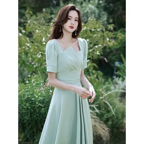 绿色小礼服裙女轻奢平时可穿洋装名媛小众高端生日成人连衣裙夏季图片