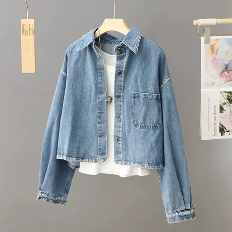 休闲短款牛仔外套女春秋2024新款夹克衫机车风上衣小个子穿搭衬衫图片