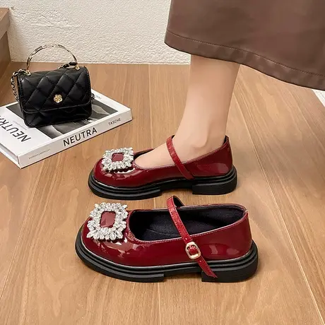 玛丽珍鞋女2024年春季新款法式浅口小低跟单鞋时尚通勤粗跟小皮鞋图片