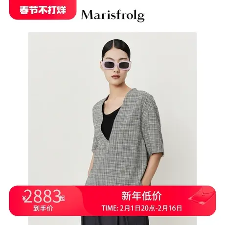 【意大利进口面料】玛丝菲尔衬衣夏季新款格纹肌理感休闲衬衫女图片