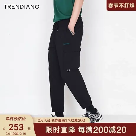 TRENDIANO潮牌官方男装春季帅气宽松休闲裤男士工装裤束脚九分裤商品大图
