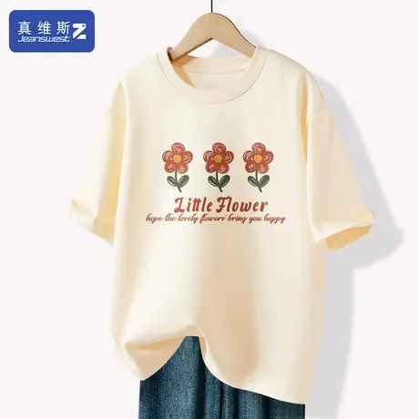 真维斯Z+正肩短袖t恤女2024夏季新款圆领体恤纯棉chic港风半袖潮H图片