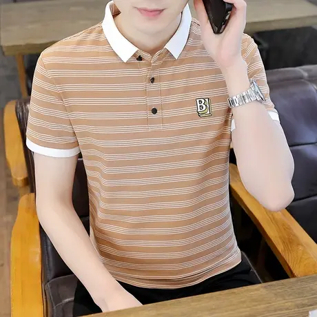 polo衫短袖男夏季潮牌高端翻领T恤半袖潮流修身商务休闲上衣体恤商品大图