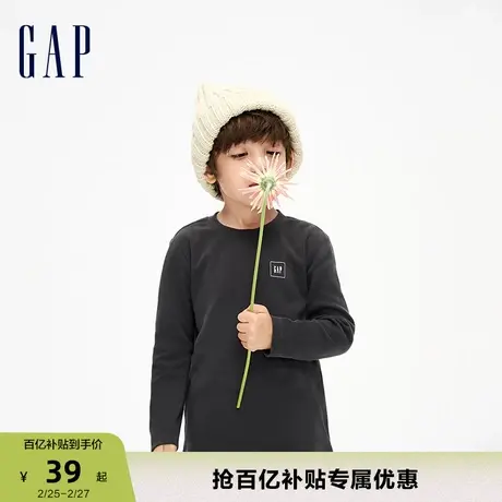 【断码优惠】Gap男幼童春秋宽松长袖T恤儿童装洋气内搭上衣836899商品大图